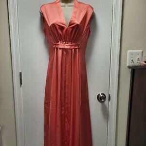 Vintage Handmade Chic Sleeveless Coral Maxi Dress 70s